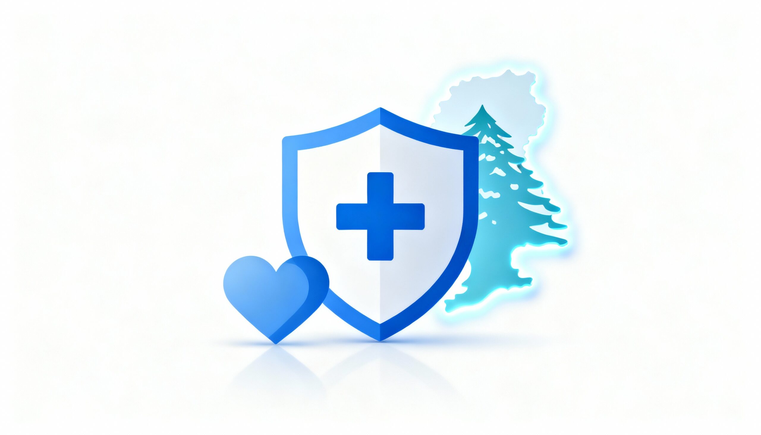 "Hero image showing medical insurance protection concept with a shield, Lebanon map outline, and healthcare icons representing the 10 best medical insurance companies in Lebanon."