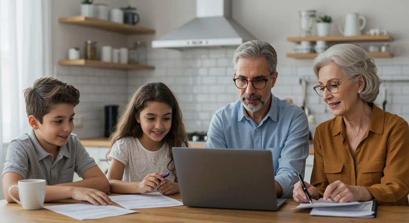 Family reviewing Expat Health Insurance Lebanon plans on a laptop