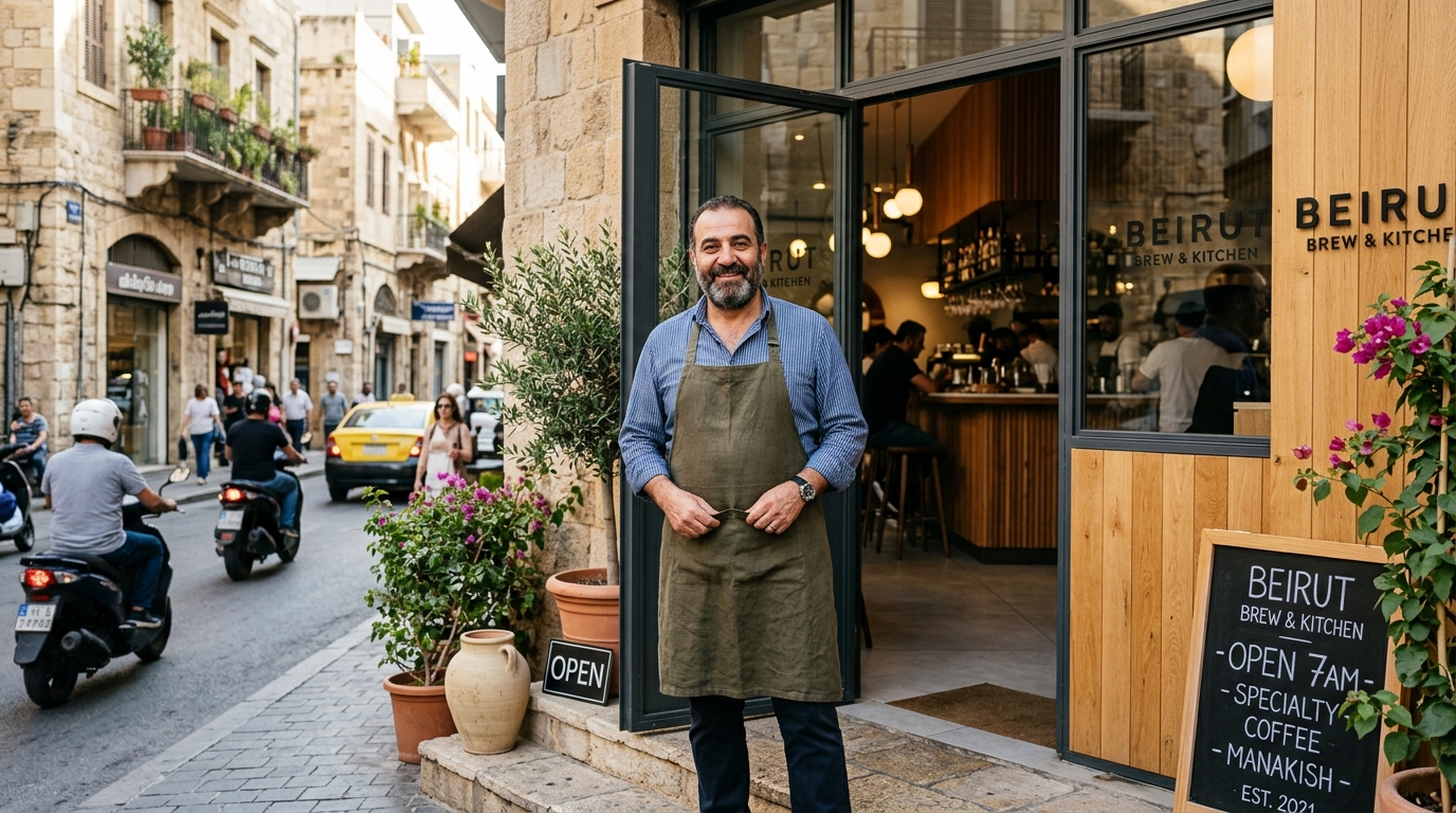 Lebanese small business owner protected by SME insurance in Lebanon